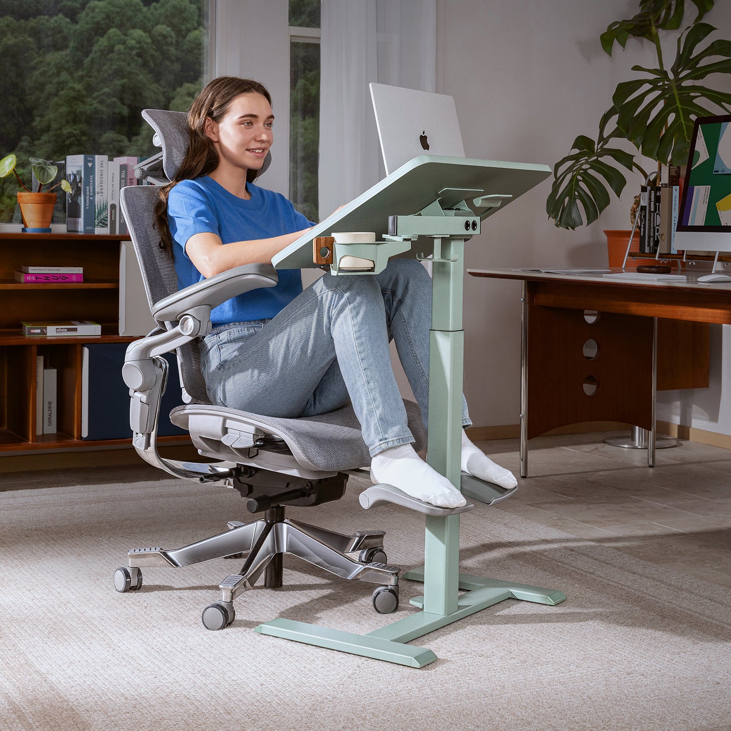 Hinomi Air Desk Height Adjustable, Tiltable, Foldable Desk with Wheels | Laptop Table