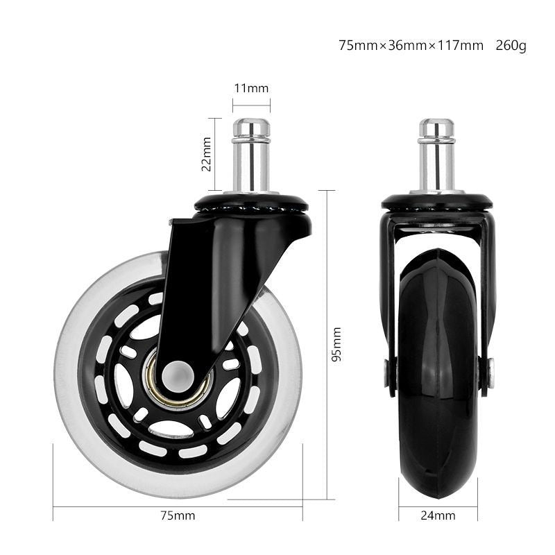 Hinomi Silent Wheels (Set of 5) - Quiet & Smooth-Gliding Replacement Casters for Chairs